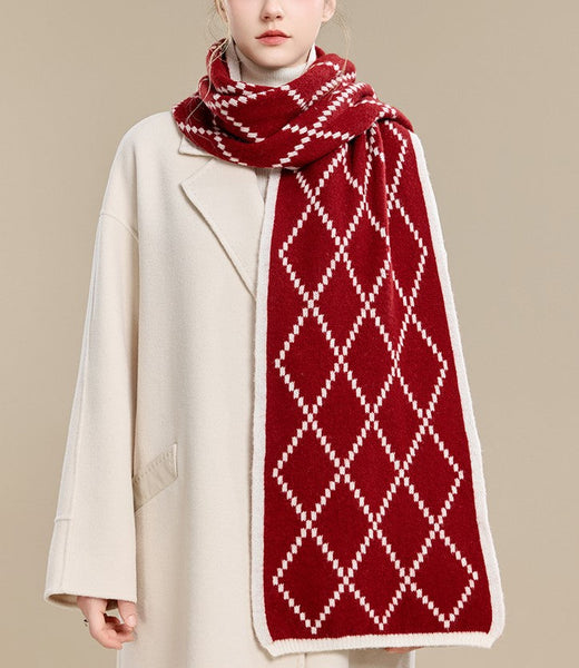 Winter Wool Scarf, Red White Soft Cashmere Scarf for Women, Elegant Wool Scarves, Warm Winter Scarf, Cold Weather Scarf, Red Fashion Scarf, Christmas Gifts for Her, Holiday Scarf-Art Painting Canvas