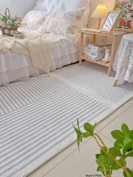 Gray Modern Rugs for Living Room, Geometric Contemporary Rugs for Dining Room, Bedroom Floor Rugs, Soft Modern Rug for Living Room-Art Painting Canvas