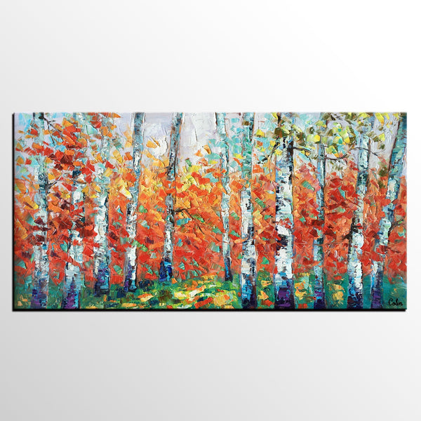 Custom Canvas Artwork, Spring Tree Painting, Landscape Oil Painting, Canvas Painting for Bedroom-Art Painting Canvas