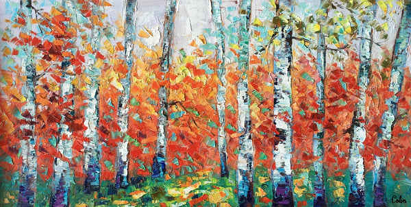 Custom Canvas Artwork, Spring Tree Painting, Landscape Oil Painting, Canvas Painting for Bedroom-Art Painting Canvas