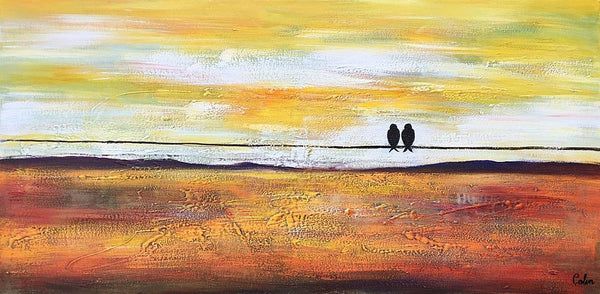 Bird Painting, Love Birds Painting, Abstract Canvas Painting, Buy Art Online, Canvas Painting for Bedroom, Simple Modern Art-Art Painting Canvas