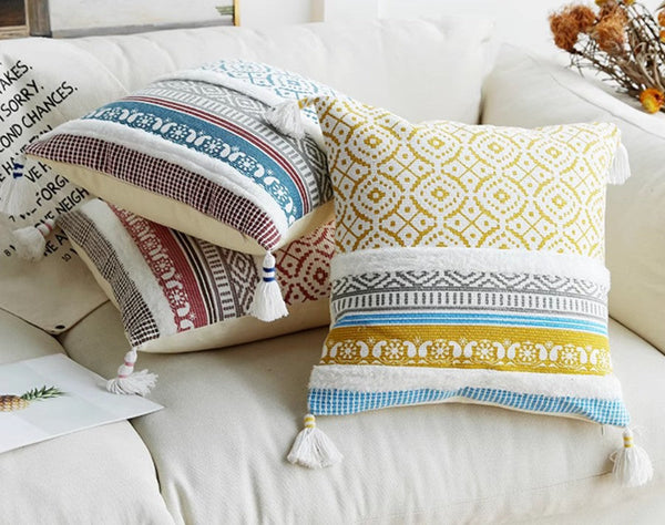 Modern Decorative Pillow for Interior Design, Contemporary Decorative Pillow Covers, Geometric Modern Sofa Pillows for Bedroom, Square Pillows for Couch-Art Painting Canvas