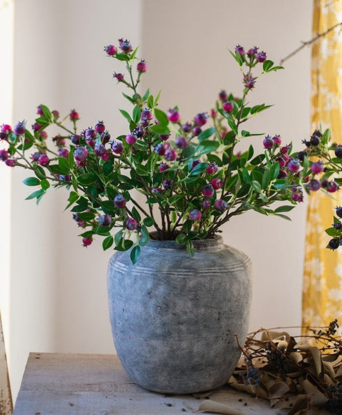 Simple Artificial Flowers for Living Room, Blueberry Fruit Branch, Flower Arrangement Ideas for Home Decoration, Spring Artificial Floral for Bedroom-Art Painting Canvas