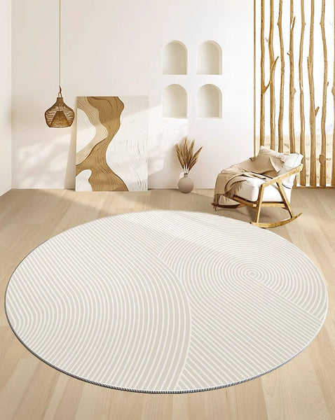 Soft Modern Rugs for Dining Room, Abstract Contemporary Round Rugs for Dining Room, Geometric Modern Rug Ideas for Living Room, Circular Modern Rugs for Bathroom
