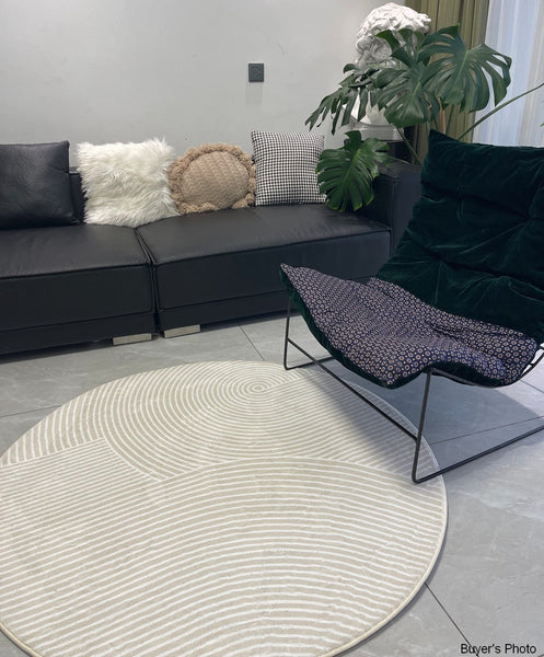Soft Modern Rugs for Dining Room, Abstract Contemporary Round Rugs for Dining Room, Geometric Modern Rug Ideas for Living Room, Circular Modern Rugs for Bathroom