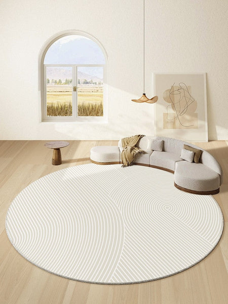 Soft Modern Rugs for Dining Room, Abstract Contemporary Round Rugs for Dining Room, Geometric Modern Rug Ideas for Living Room, Circular Modern Rugs for Bathroom