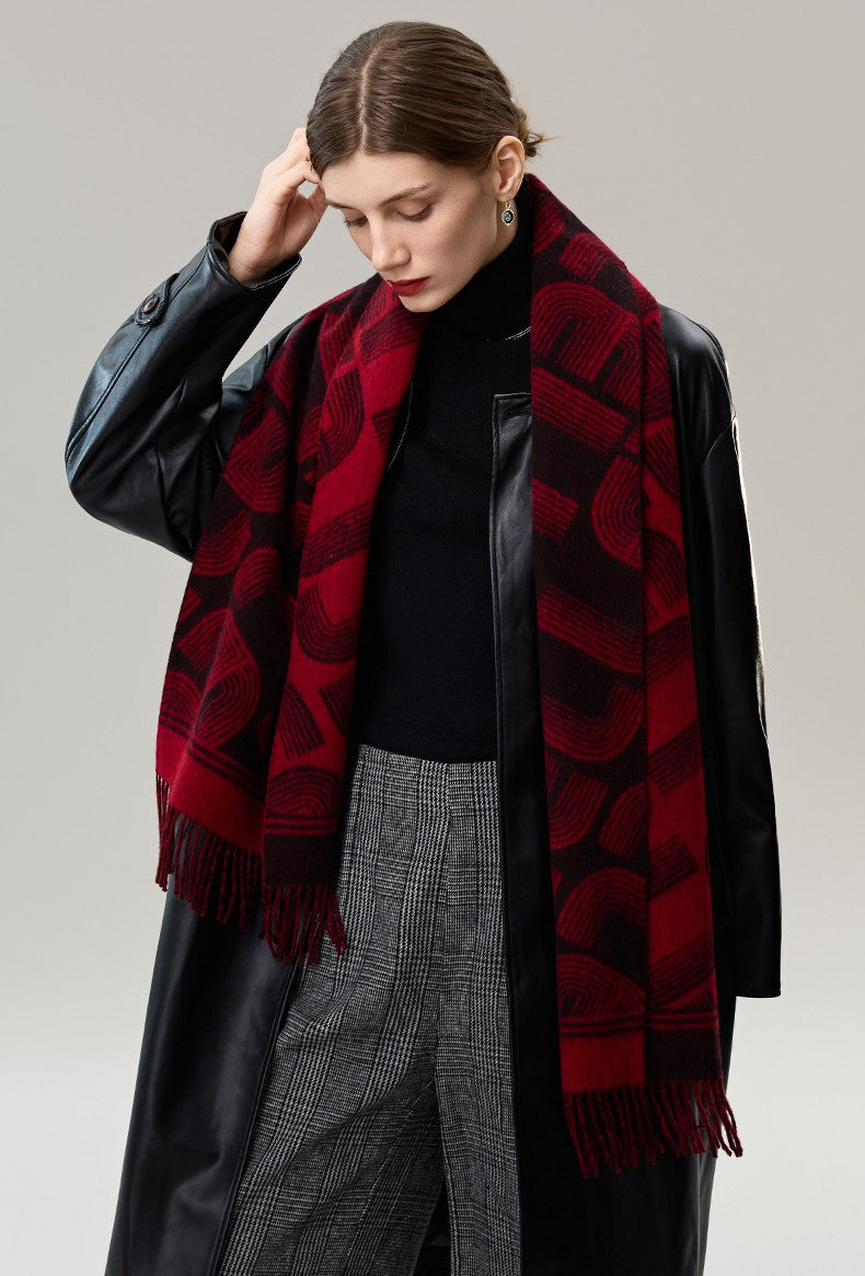 Fashion Designer Scarf, Soft Cashmere Scarf for Women, Cold Weather Scarf, Elegant Scarf, Holiday Women Scarf, Modern Wool Scarf, Warm Winter Scarf-Art Painting Canvas