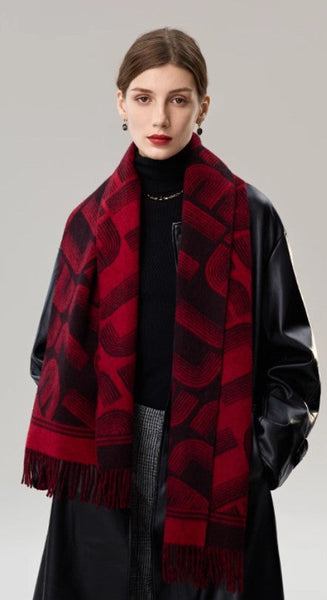 Fashion Designer Scarf, Soft Cashmere Scarf for Women, Cold Weather Scarf, Elegant Scarf, Holiday Women Scarf, Modern Wool Scarf, Warm Winter Scarf-Art Painting Canvas