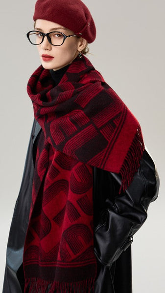 Fashion Designer Scarf, Soft Cashmere Scarf for Women, Cold Weather Scarf, Elegant Scarf, Holiday Women Scarf, Modern Wool Scarf, Warm Winter Scarf-Art Painting Canvas