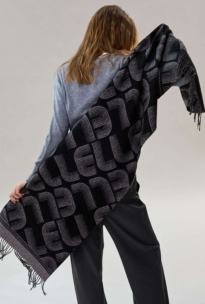 Soft Cashmere Scarf for Women, Cold Weather Scarf, Fashion Designer Scarf, Elegant Scarf, Holiday Women Scarf, Modern Wool Scarf, Warm Winter Scarf-Art Painting Canvas