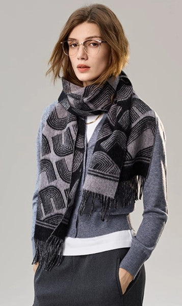 Soft Cashmere Scarf for Women, Cold Weather Scarf, Fashion Designer Scarf, Elegant Scarf, Holiday Women Scarf, Modern Wool Scarf, Warm Winter Scarf-Art Painting Canvas