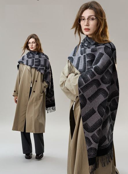 Soft Cashmere Scarf for Women, Cold Weather Scarf, Fashion Designer Scarf, Elegant Scarf, Holiday Women Scarf, Modern Wool Scarf, Warm Winter Scarf-Art Painting Canvas