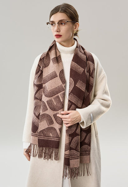 Cold Weather Scarf, Fashion Designer Scarf, Elegant Scarf, Holiday Women Scarf, Modern Wool Scarf, Warm Winter Scarf, Soft Cashmere Scarf for Women-Art Painting Canvas