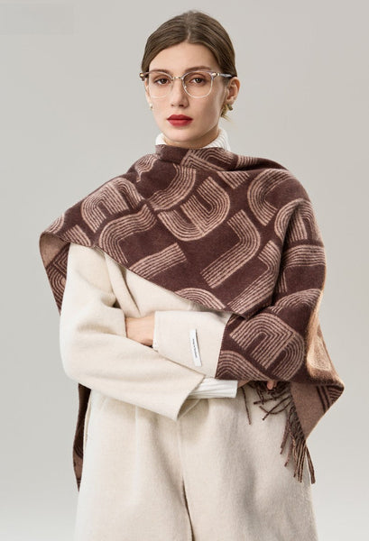 Cold Weather Scarf, Fashion Designer Scarf, Elegant Scarf, Holiday Women Scarf, Modern Wool Scarf, Warm Winter Scarf, Soft Cashmere Scarf for Women-Art Painting Canvas