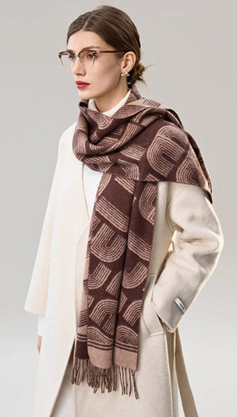 Cold Weather Scarf, Fashion Designer Scarf, Elegant Scarf, Holiday Women Scarf, Modern Wool Scarf, Warm Winter Scarf, Soft Cashmere Scarf for Women-Art Painting Canvas