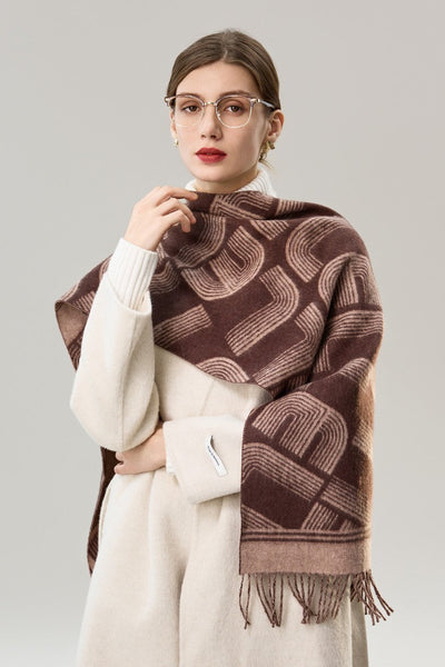 Cold Weather Scarf, Fashion Designer Scarf, Elegant Scarf, Holiday Women Scarf, Modern Wool Scarf, Warm Winter Scarf, Soft Cashmere Scarf for Women-Art Painting Canvas