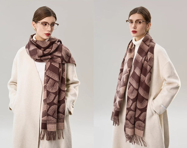 Cold Weather Scarf, Fashion Designer Scarf, Elegant Scarf, Holiday Women Scarf, Modern Wool Scarf, Warm Winter Scarf, Soft Cashmere Scarf for Women-Art Painting Canvas