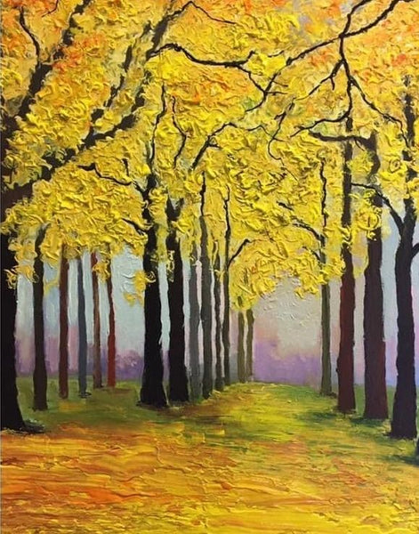 Simple Landscape Artwork, Small Autumn Forest Tree Landscape Painting, Easy Painting Ideas on Canvas, Simple Acrylic Paintings, Small Canvas Art on Canvas-Art Painting Canvas