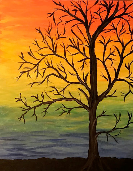 Small Simple Tree Painting, Simple Landscape Artwork, Easy Hand Paitned Canvas Art on Canvas, Simple Acrylic Paintings, Easy Painting Ideas on Canvas-Art Painting Canvas