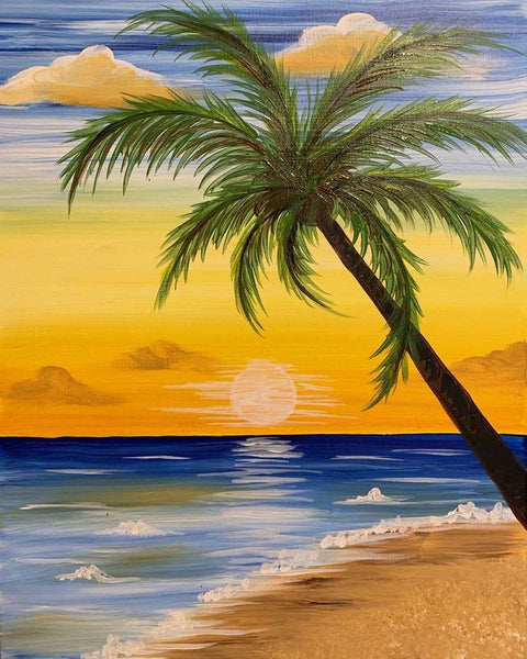Simple Acrylic Paintings, Small Canvas Artwork, Simple Landscape Art on Canvas, Simple Small Seashore Beach Palm Tree Paintings, Easy Painting Ideas for Home Decor-Art Painting Canvas