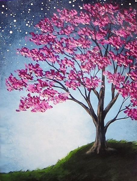 Simple Landscape Artwork, Simple Tree Painting, Easy Hand Paitned Canvas Art, Simple Acrylic Paintings, Easy Painting Ideas on Canvas-Art Painting Canvas