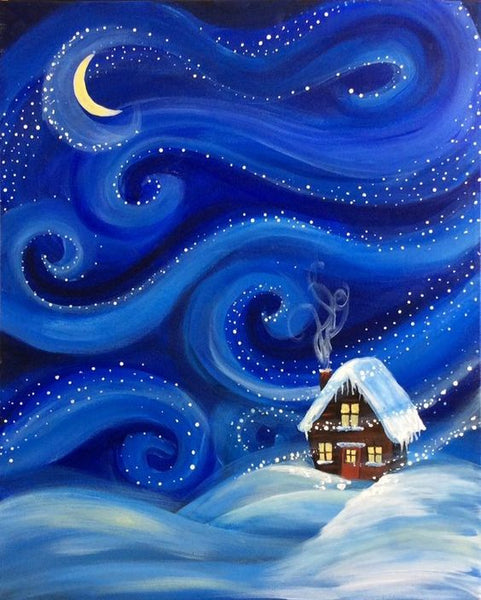 Simple Small Winter House Painting, Simple Landscape Art on Canvas, Small Canvas Artwork, Simple Acrylic Paintings, Easy Painting Ideas on Canvas-Art Painting Canvas