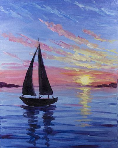 Simple Acrylic Paintings, Small Canvas Artwork, Simple Landscape Art on Canvas, Simple Small Seashore Sail Boat Paintings, Easy Painting Ideas for Home Decor-Art Painting Canvas