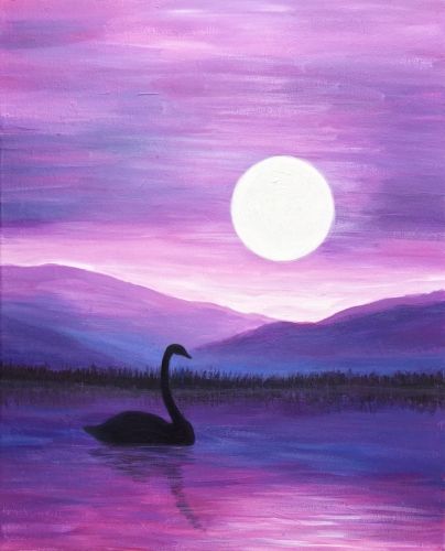 Simple Landscape Artwork, Small Swan Lake Painting, Easy Painting Ideas on Canvas, Simple Acrylic Paintings, Small Acrylic Painting on Canvas-Art Painting Canvas