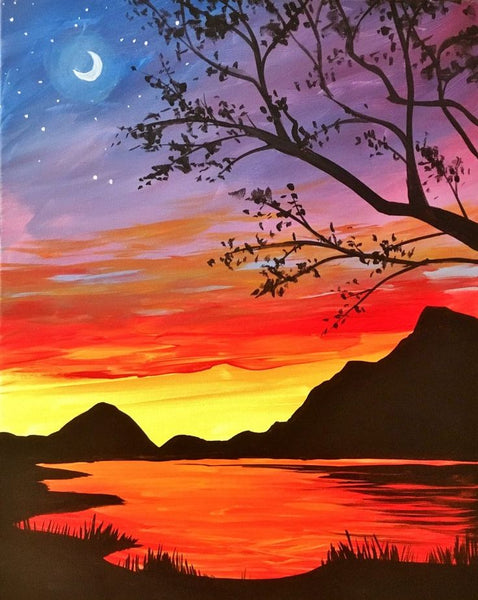 Small Mountain Lake Landscape Painting, Easy Painting Ideas on Canvas, Small Canvas Artwork, Simple Landscape Art on Canvas, Simple Acrylic Paintings-Art Painting Canvas