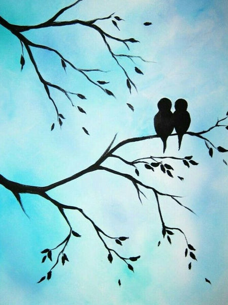 Simple Landscape Artwork, Easy Painting Ideas on Canvas, Small Singing Bird Painting, Easy Hand Paitned Canvas Art on Canvas, Simple Acrylic Paintings-Art Painting Canvas