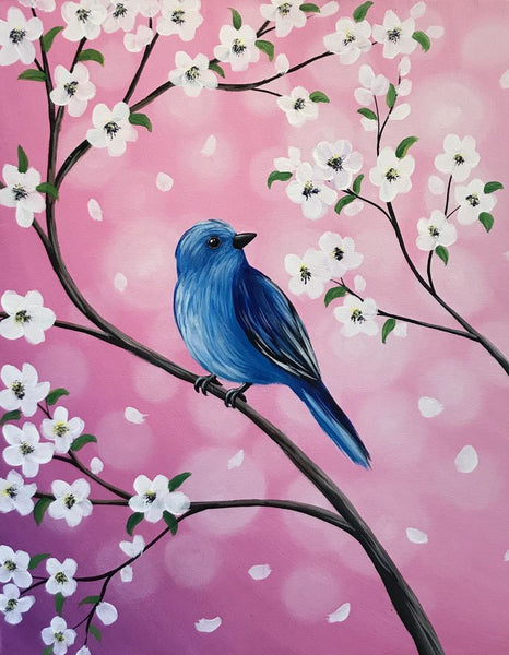 Simple Landscape Artwork, Easy Hand Paitned Canvas Art on Canvas, Simple Acrylic Paintings, Small Singing Birds Painting, Easy Painting Ideas on Canvas-Art Painting Canvas