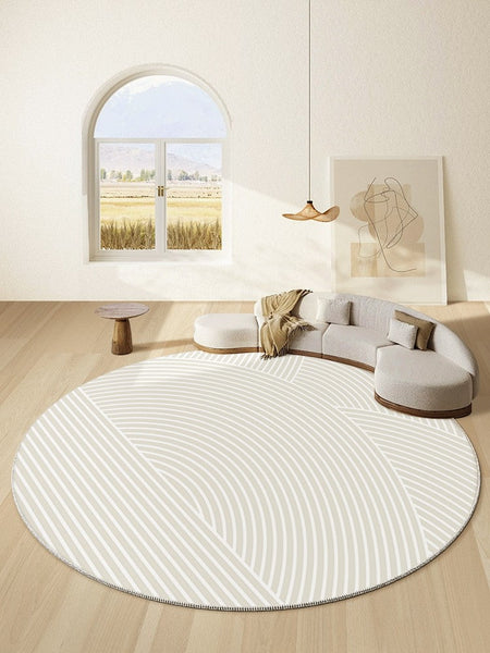Abstract Modern Area Rugs for Bedroom, Geometric Round Rugs for Dining Room, Circular Modern Rugs under Chairs, Contemporary Modern Rug for Living Room-Art Painting Canvas