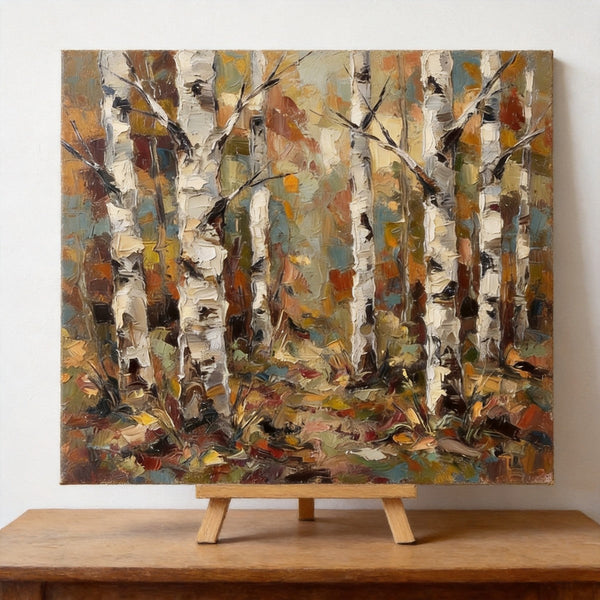 Original Landscape Paintings, Autumn Birch Tree Painting, Original Artwork for Sale, Hand Painted Canvas Art, Impasto Heavy Texture Art, Small Canvas Wall Art Paintings