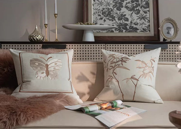 Embroidered Butterfly Pillow Covers, Modern Decorative Pillows for Bedroom, Decorative Pillow Arrangement Ideas for Couch, Large Decorative Throw Pillows for Living Room-Art Painting Canvas