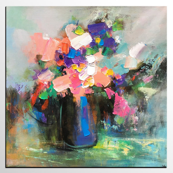 Living Room Wall Art, Flower Still Life Painting, Original Wall Art, Floral Painting, Custom Large Artwork-Art Painting Canvas