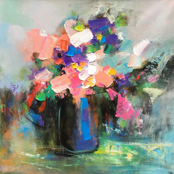 Living Room Wall Art, Flower Still Life Painting, Original Wall Art, Floral Painting, Custom Large Artwork-Art Painting Canvas