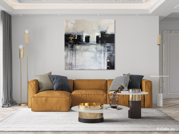 Contemporary Canvas Art, Black Acrylic Artwork, Original Abstract Wall Art, Hand Painted Canvas Art, Extra Large Abstract Painting for Sale-Art Painting Canvas