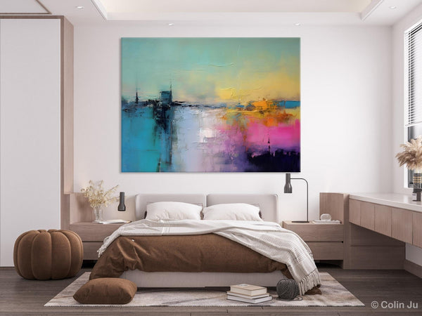 Hand Painted Original Canvas Wall Art, Abstract Landscape Paintings for Bedroom, Modern Landscape Artwork, Contemporary Acrylic Paintings-Art Painting Canvas