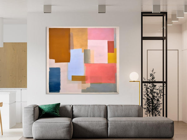 Original Abstract Art, Canvas Paintings for Sale, Large Modern Wall Art for Bedroom, Geometric Modern Acrylic Art, Contemporary Canvas Art-Art Painting Canvas