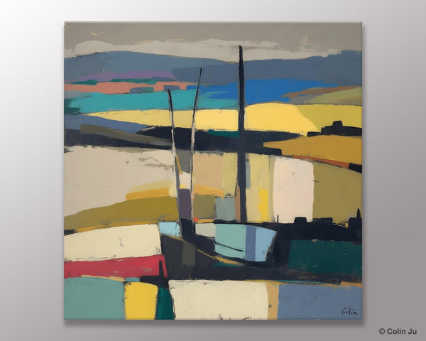 Landscape Canvas Art, Original Abstract Art, Hand Painted Canvas Art, Abstract Landscape Painting, Large Abstract Painting for Living Room-Art Painting Canvas