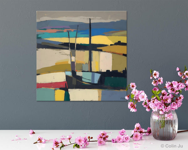 Landscape Canvas Art, Original Abstract Art, Hand Painted Canvas Art, Abstract Landscape Painting, Large Abstract Painting for Living Room-Art Painting Canvas