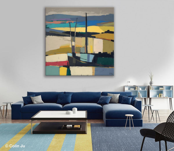 Landscape Canvas Art, Original Abstract Art, Hand Painted Canvas Art, Abstract Landscape Painting, Large Abstract Painting for Living Room-Art Painting Canvas
