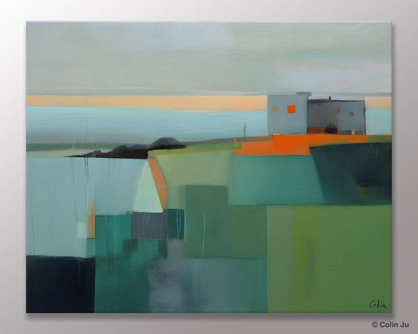 Large Original Canvas Wall Art, Contemporary Landscape Paintings, Extra Large Acrylic Painting for Dining Room, Abstract Painting on Canvas-Art Painting Canvas