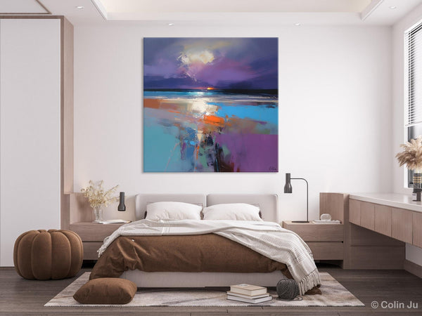 Original Abstract Art, Hand Painted Canvas Art, Landscape Canvas Art, Sunrise Landscape Acrylic Art, Large Abstract Painting for Living Room-Art Painting Canvas