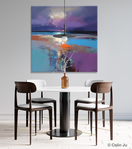 Original Abstract Art, Hand Painted Canvas Art, Landscape Canvas Art, Sunrise Landscape Acrylic Art, Large Abstract Painting for Living Room-Art Painting Canvas