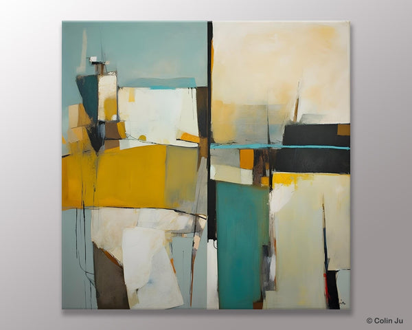 Abstract Painting for Bedroom, Original Modern Wall Art Paintings, Geometric Modern Acrylic Paintings, Oversized Contemporary Canvas Art-Art Painting Canvas
