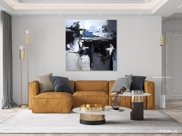 Original Modern Wall Art on Canvas, Black Contemporary Canvas Art, Modern Acrylic Artwork for Sale, Large Abstract Painting for Bedroom-Art Painting Canvas