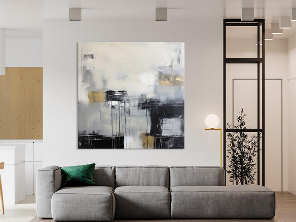 Modern Acrylic Artwork, Contemporary Canvas Artwork, Original Modern Wall Art, Black Canvas Paintings, Large Abstract Painting for Bedroom-Art Painting Canvas