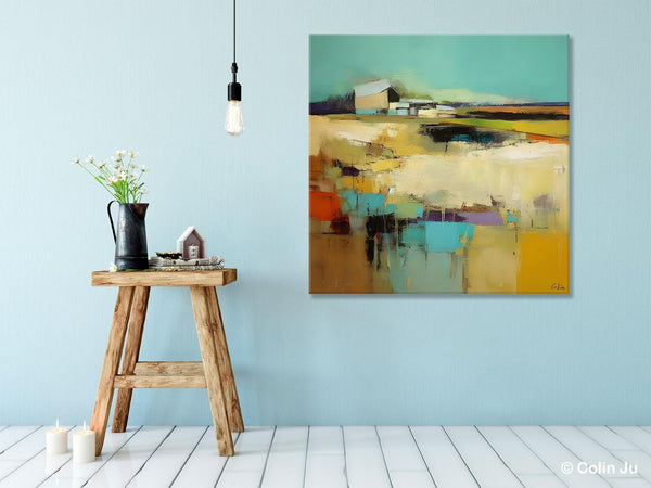 Large Landscape Canvas Paintings, Hand Painted Canvas Art, Landscape Acrylic Art, Original Abstract Art, Landscape Paintings for Living Room-Art Painting Canvas