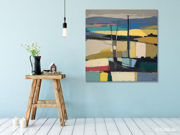 Landscape Canvas Art, Original Abstract Art, Hand Painted Canvas Art, Abstract Landscape Painting, Large Abstract Painting for Living Room-Art Painting Canvas